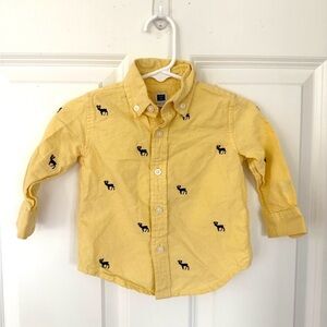 Janie and Jack Button Up Yellow Long Sleeve Shirt - Size 6-12 months